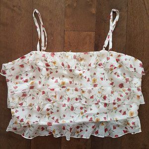 Forever 21 Ivory with Floral Print Top, Size 1X